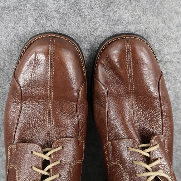 Johnston & Murphy Shoes Mens 9.5 Derby Oxford Leather Sheepskin Split Toe Brown